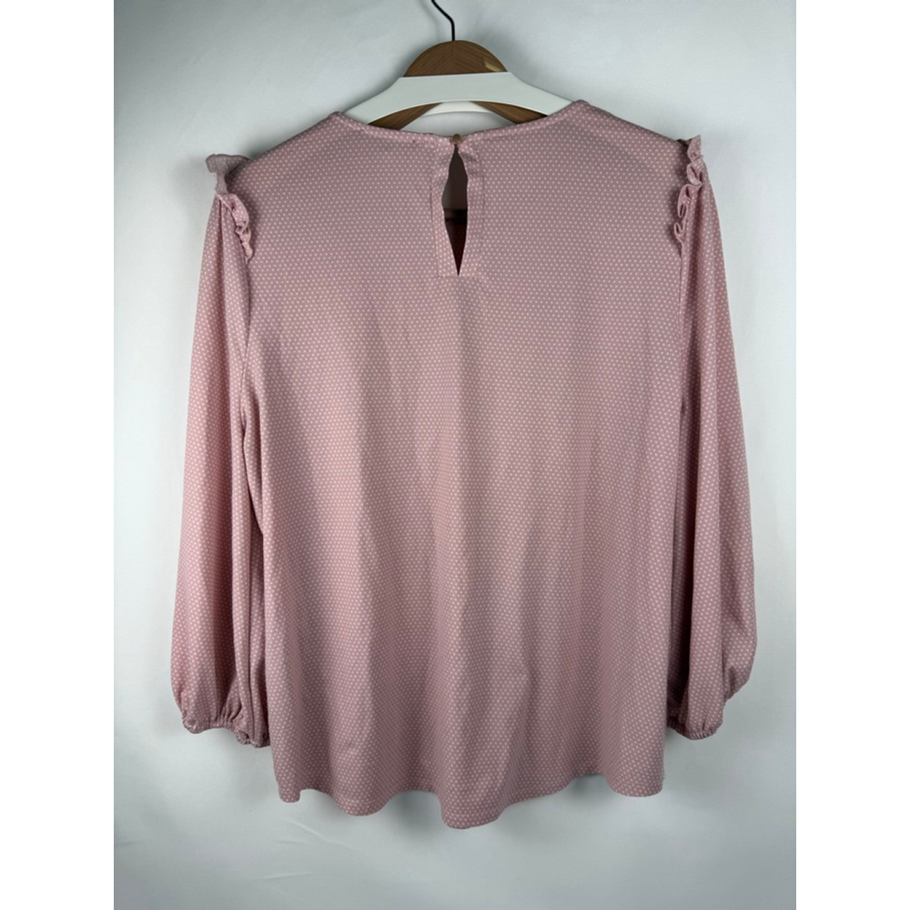 Women's Adrianna Papell Polka Dot Blouse Pink/White Size XL - Picture 5 of 8